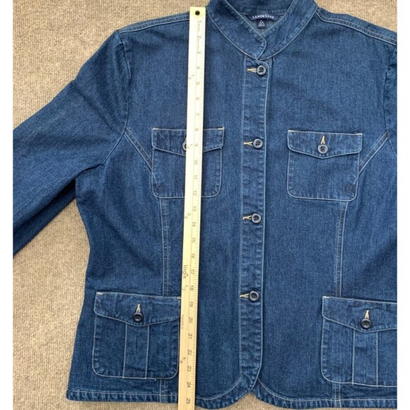 Lands End Jacket Womens XL Denim Barn Chore Cargo Shacket Field Outdoor Garden - Picture 4 of 11